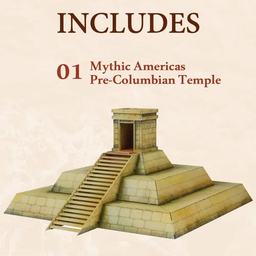 Miniatura 2 de Wargames Delivered Mythic Americas - Templo precolombino. Figuras de acción de fantasía de 1.102 in en miniatura para juegos de guerra, miniaturas