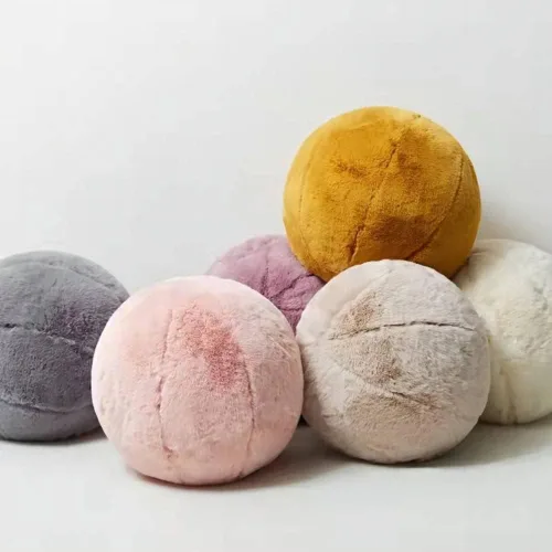 Miniatura 4 de MOJUN Almohada redonda de felpa de 11 pulgadas, almohada decorativa de bola gris, cojín de suelo, almohada de esfera para silla, sofá, dormitorio