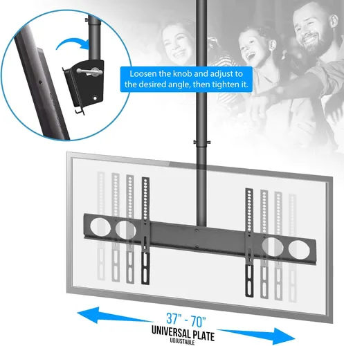 Miniatura 7 de Pyle Soporte de montaje de monitor universal VESA vertical inclinable para TV de altura ajustable con brazo telescópico, soporta HDTV de 37 a 70