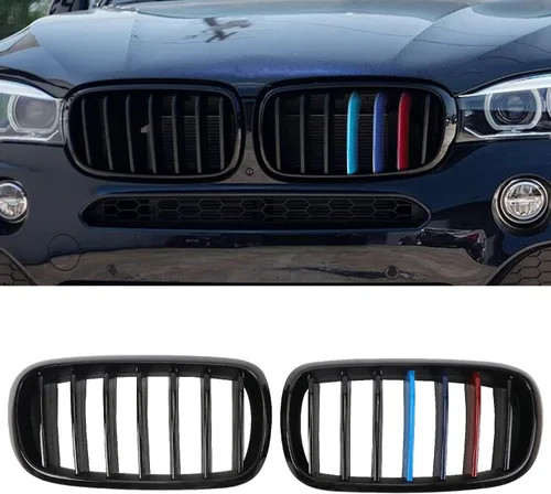 Miniatura 13 de Parrilla Frontal de Listones Individuales Compatible con X5 G05 2019 2020 2021 2022 2023 (Parrilla de Riñón Negra Brillante)
