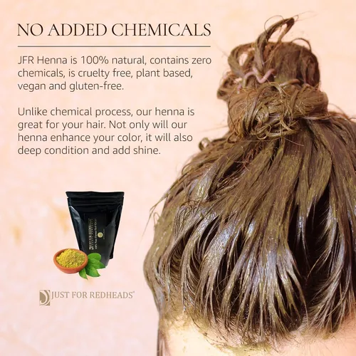 Miniatura 4 de Just for Redheads Tinte de pelo de henna para pelirrojos, hojas pulverizadas 100% secas de plantas puras de Lawsonia (Auburn)