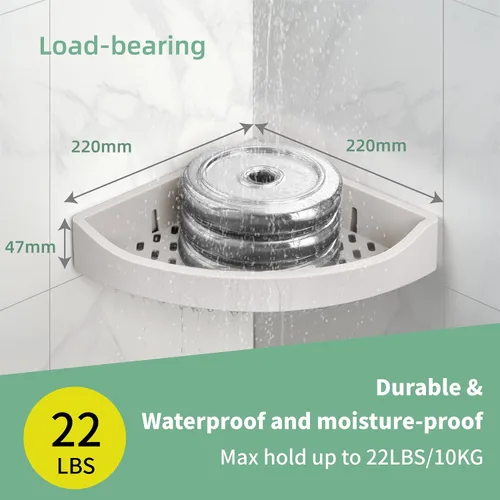 Miniatura 4 de Estante esquinero de ducha para baño, montado en la pared, sin perforaciones, estantes de almacenamiento, cestas triangulares adhesivas