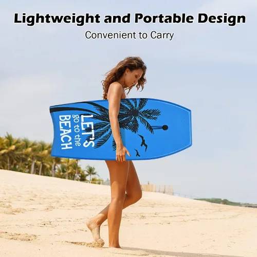 Miniatura 3 de GYMAX Tablas de Bodyboard para Playa, Tabla de Bodyboard de 33"/37"/41" con Núcleo de Espuma EPS, Cola en Media Luna, Doble Canal y Correa