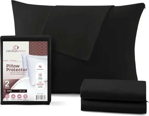 Miniatura 53 de CirclesHome Juego de 12 protectores de almohada estándar con cremallera, 100% algodón, transpirables, protegen las almohadas de la suciedad, el 1