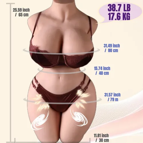 Miniatura 3 de Calefacción, 10 modos de succión y 10 modos de vibración - Masturbador masculino realista de 38.7 libras, gemidos de torso, pechos grandes