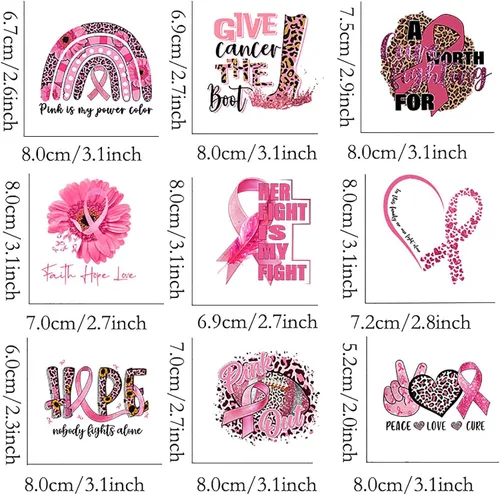 Miniatura 2 de 9 piezas de parches de transferencia con cinta de apoyo al cáncer de mama para planchar, diseños DIY, calcomanías de vinilo para transferencia