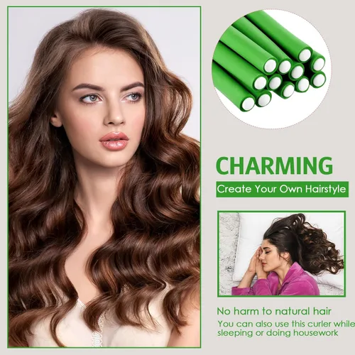 Miniatura 6 de WILLBOND 60 Piezas Varillas Rizadoras Flexibles Rulos Rizadores Rodillos Twist Flexi Sin Calor Varillas Rodillos para Cabello Largo Corto Mujeres