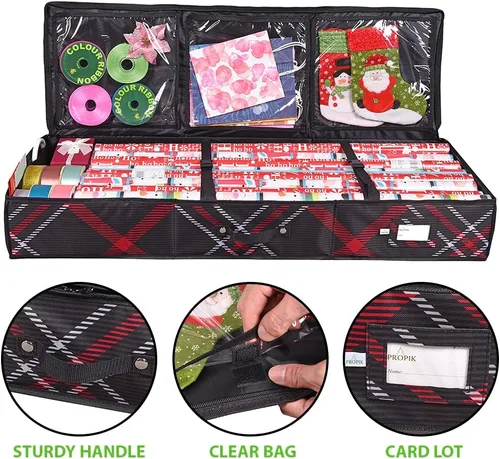 Miniatura 4 de Propik Contenedor de almacenamiento de papel de regalo, organizador de papel de regalo debajo de la cama, 41 x 14 x 6 pulgadas, soporte de caja
