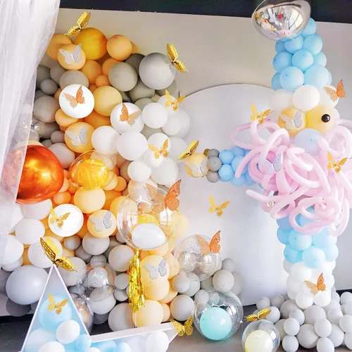 Miniatura 2 de SAOROPEB - Calcomanía 3D de mariposa que brilla en la oscuridad, 24 unidades, 3 tamaños, para decorar techo o pared, suministros de fiesta