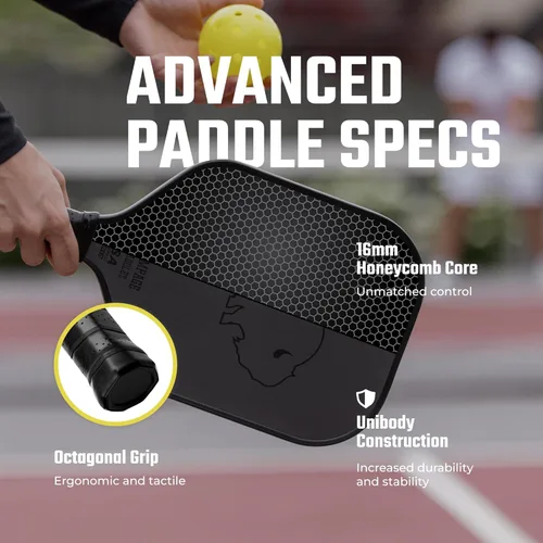 Miniatura 3 de Paleta de pickleball de fibra de carbono, superficie Toray T700 sin procesar que proporciona el máximo giro de la bola. Formas de raqueta de El
