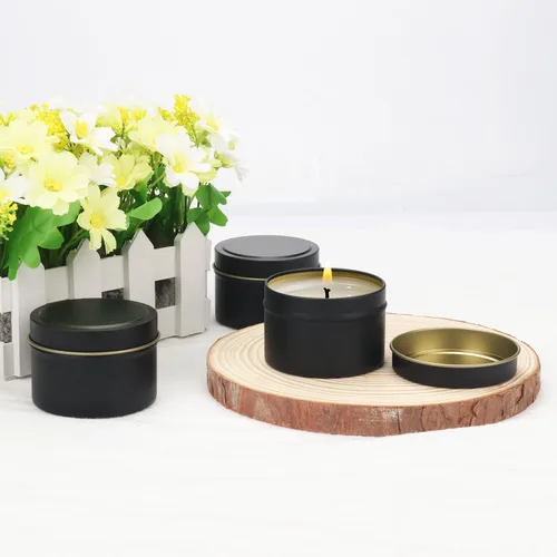 Miniatura 6 de Paquete de 24 latas de velas negras de 4 onzas, latas para hacer velas a granel, frascos de velas, recipientes para velas