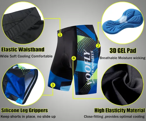 Miniatura 5 de voofly Hombres Ciclismo Jersey Conjunto Hombres Manga Corta Compresión Bicicleta Pantalones Cortos Gel Acolchado Ciclismo Ropa