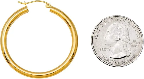 Miniatura 2 de Aretes de aro de oro amarillo de 14 quilates con cierre de clic, (tubo de 0.118in)