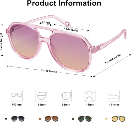Miniatura 4 de SOJOS Retro Square Polarized Aviator Trendy Sunglasses for Women and Men