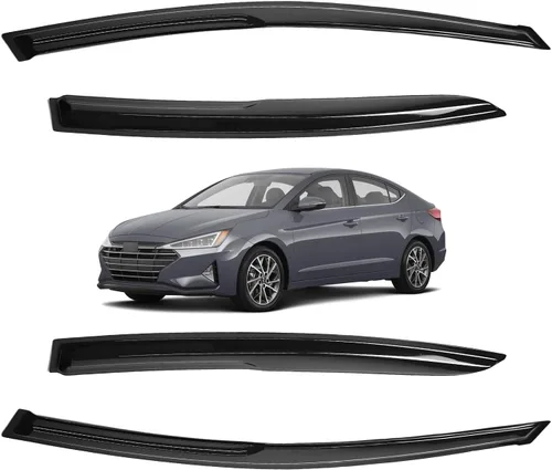 Miniatura 34 de Viseras para ventanas para Mazda 3 Sedán 4 puertas 2004 2005 2006 2007 2008 2009 estilo JDM Mugen, deflector de viento, protector solar y de lluvia