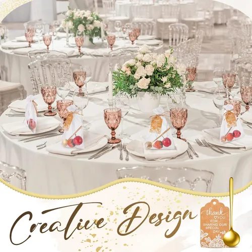 Miniatura 6 de Gueevin Juego de 100 cucharas de té de boda de 4.7 pulgadas para invitados, mini cucharadita de postre de acero inoxidable con 100 etiquetas