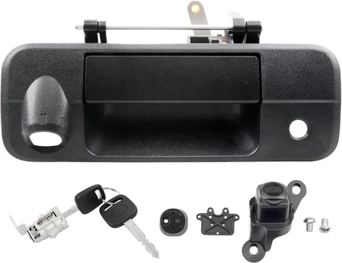 Miniatura 9 de Gledewen 81214 Manija de puerta trasera de elevación de pestillo de metal mejorada con orificio para cámara trasera, compatible con Toyota Tundra
