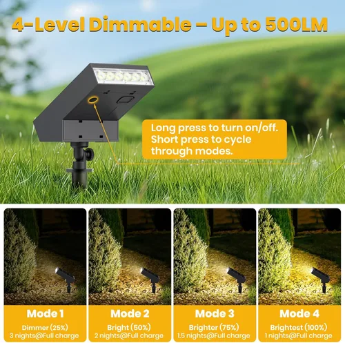 Miniatura 3 de SOTTLOT Luces solares para senderos al aire libre, luz solar regulable con IP65 a prueba de agua, 500LM 3000K iluminación solar al aire libre
