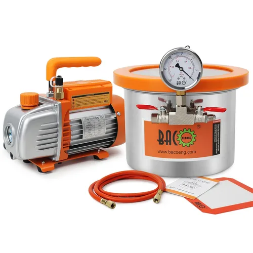 Miniatura 11 de BACOENG Cámara de vacío de 3 galones con tapa de vidrio templado, kit de cámara de desgasificación de acero inoxidable para estabilizar madera