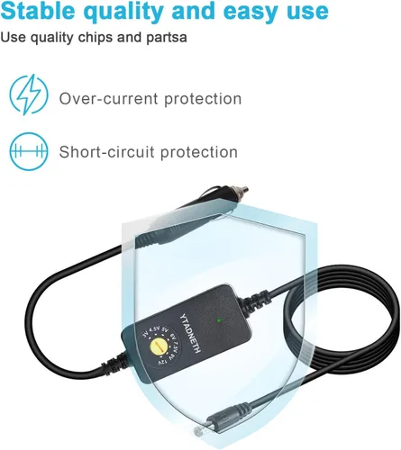 Miniatura 6 de Adaptador de cargador de coche con 3 V, 4.5 V, 5 V, 6 V, 7.5 V, 9 V, 12 V, 2 A, encendedor de cigarrillos automático, enchufe macho, cable adaptador
