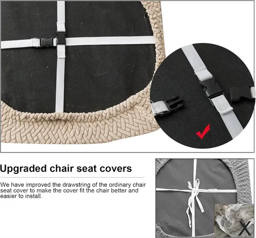 Miniatura 5 de Genina Fundas de Asiento para Sillas de Comedor Fundas Deslizables de Asiento Fundas para Sillas de Cocina (Caqui, 6 Piezas)