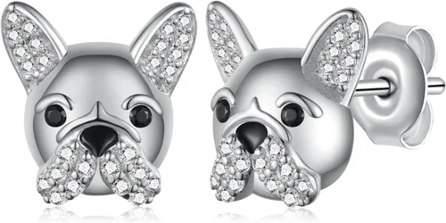 SchnauzerMaltésBulldog francésCorgiLabradorYorkieChihuahua Aretes de plata de ley 925 para perro, joyería de perro, regalos para mujeres