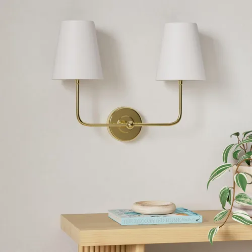 Miniatura 2 de Aplique de Pared de Doble Pared Operado por Batería, Apliques de Tela Inalámbricos Recargables de 2 Luces con Batería con Control Remoto, Luces