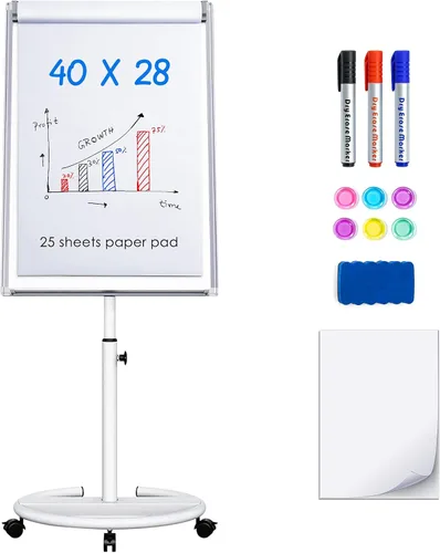 Miniatura 11 de Pizarra blanca móvil – 36 x 24 pulgadas, pizarra magnética portátil de borrado en seco, caballete de soporte de 3 x 2 pies, pizarra blanca