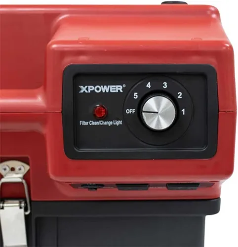 Miniatura 4 de Mini depurador de aire HEPA con tomas de corriente incorporadas y sistema de filtro de 3 etapas, 1/2 HP, 550 CFM, 2.8 amperios, 5 velocidades Rojo