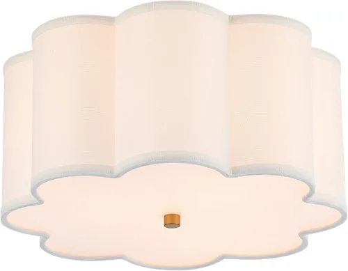 Miniatura 10 de Lámpara de techo semiempotrada, moderna lámpara cercana al techo con pantalla de tambor de tela blanca crema para guardería, habitación de niños