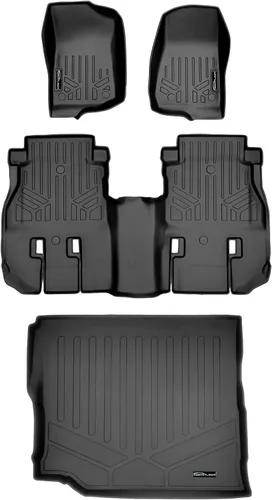 Miniatura 20 de SMARTLINER Juego de tapetes de piso de ajuste personalizado para 1ª fila, color negro para modelos Jeep Wrangler Unlimited 1997-2006 de 4 puertas