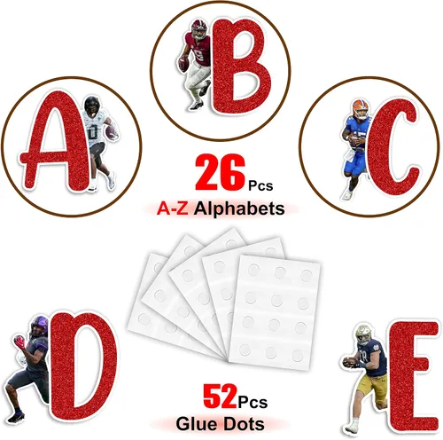 Miniatura 4 de Seyal® Adhesivo de pared con alfabeto de fútbol americano A-Z