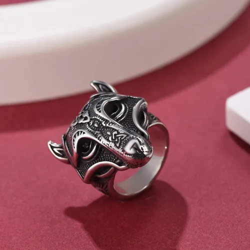Miniatura 9 de FaithHeart Norse Viking Jewelry - Anillo de acero inoxidable de guerrero para hombre con diseño vikingo de cabeza de lobomartillo de Thor