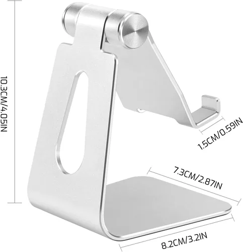 Miniatura 2 de Soporte ajustable del teléfono celular de la aleación de aluminio,Soporte del muelle del teléfono de escritorio, plata Plateado