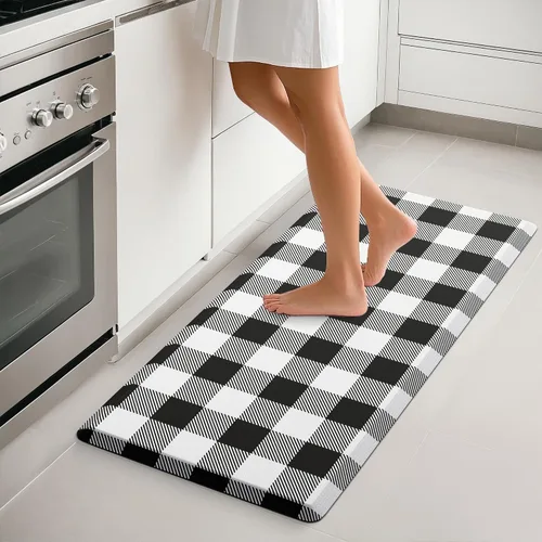 Miniatura 8 de MAYHMYO Tapete de cocina bohemio, antifatiga, étnico, acolchado, color naranja y azul, alfombras de cocina antideslizantes para cocina, suelo