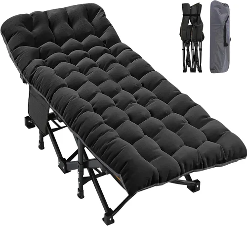 Miniatura 22 de ABORON Catre de Camping para Adultos de 28" Extra Ancho, Resistente 1200D Oxford Catre para Dormir, Cama de Campamento Plegable Portátil con Gris
