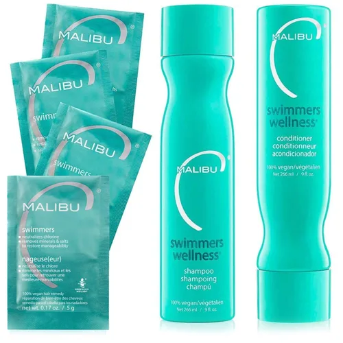 Malibu C Swimmers Wellness Collection - Hidratante, restaurando el brillo del cuidado del cabello para nadadores - Previene y protege la