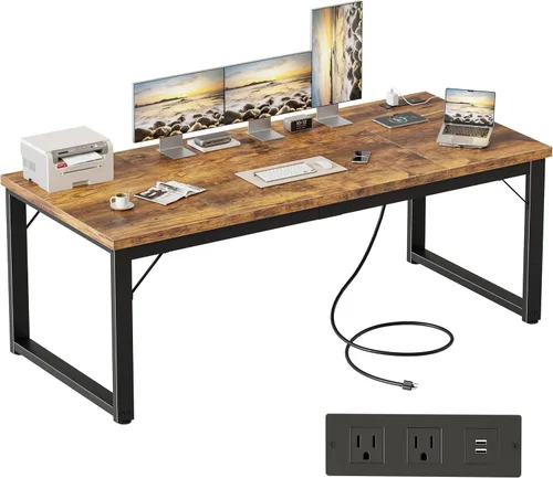 Miniatura 49 de Mericonia Escritorio para computadora de 40 pulgadas, escritorio ejecutivo moderno y grueso, mesa de escritura simple resistente para el hogar, roble