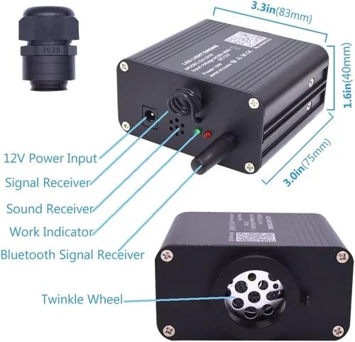 Miniatura 6 de Twinkle - Kit de techo de fibra óptica con luz de estrella, luces LED de estrella nocturna estrellada, 16 W, RGBW, Bluetooth, control de aplicación