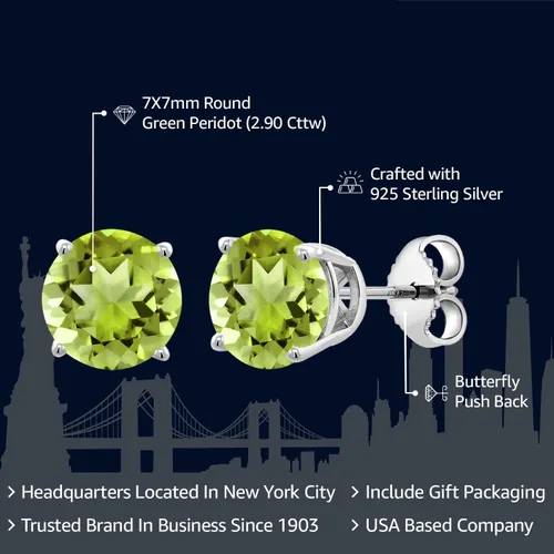 Miniatura 8 de Gem Stone King Aretes de plata de ley 925 con piedra natal redonda de 0.276 in para mujer