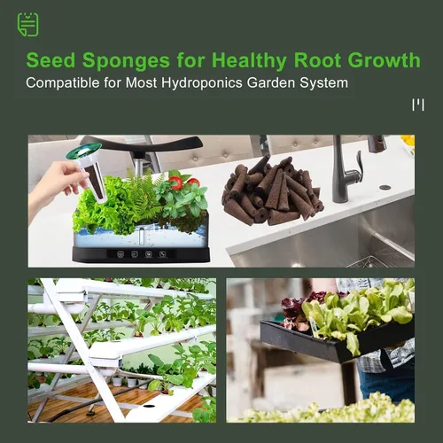 Miniatura 5 de YBB 100 esponjas de cultivo, esponjas hidropónicas de iniciación de semillas compatibles con Aerogarden, tapones de arranque rápidos para sistema