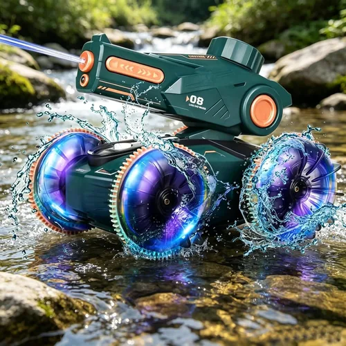 KB KAIBO Auto de control remoto 3 en 1, barco RC y pistola de agua, auto RC anfibio para tierra y agua, velocidad ajustable, impermeable, perfecto