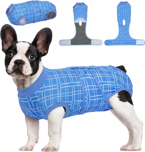 Miniatura 40 de Kuoser Traje de cirugía para perro, cómodo traje de recuperación para perros hembras para cirugía, mameluco protector posoperatorio, alternativa