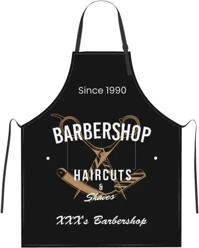Miniatura 17 de Delantal de barbería personalizado para hombres y mujeres, delantal de texto personalizado con bolsillos, delantal ajustable personalizado