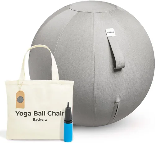 Miniatura 11 de Backerz Balance Ball Chair for Office & Home - Ergonomic Exercise Ball for Posture & Back Pain Relief, Yoga Ball Chair - Sitting Ball with Washable