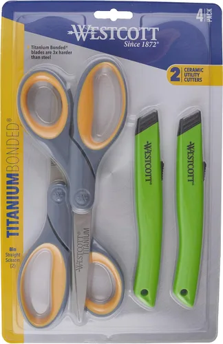 Miniatura 9 de Westcott Tijeras de titanio de 8 pulgadas para el hogar, la oficina y el aula, perfectas para cortar papel, coser y manualidades, diseño resistente