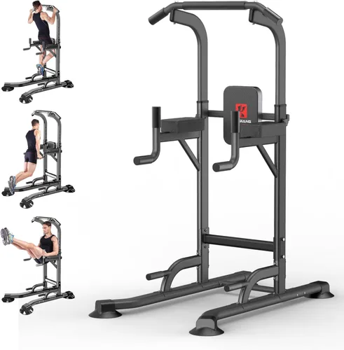 Miniatura 8 de Power Tower - Estación de dominadas y inmersión de altura ajustable, multifunción para entrenamiento de fuerza en el hogar, estación de X