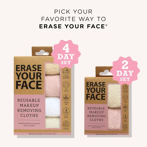 Miniatura 5 de ERASE YOUR FACE Paños removedores de maquillaje, toallas faciales de microfibra reutilizables para limpiar y quitar el maquillaje, activadas por