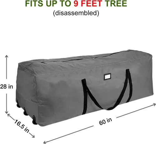 Miniatura 5 de Bolsa de Almacenamiento Rodante para Árbol, Se Adapta a Árboles Navideños Desmontados de hasta 9 pies, 28" de Alto X 16" de Ancho X 60" de Largo