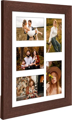 Miniatura 10 de Marcos de Fotos Collage de 13.5X15.5 con 7 Aberturas para Fotos de 4X6, Marco de Fotos Múltiples con Paspartú para Decoración de Pared, Grano
